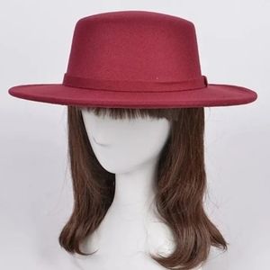 Women's Flat Top Hat- Burgundy